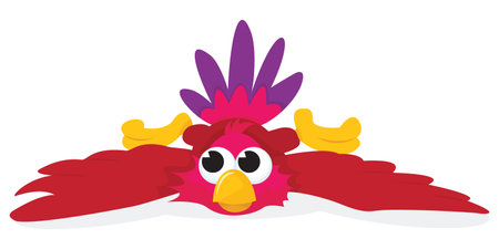 A cartoon vector illustration of a colorful parrot fallen on the ground.のイラスト素材