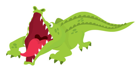 A cartoon vector illustration of a menacing looking crocodile ready to attack.のイラスト素材
