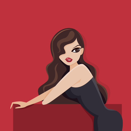 A stylized chic vector illustration of old hollywood glamour girl.のイラスト素材