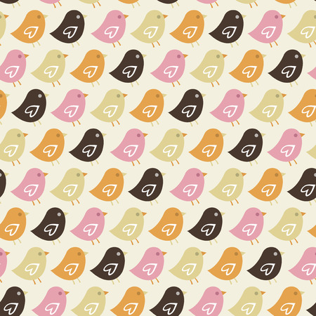 A vector illustration seamless pattern of cute birds theme.のイラスト素材