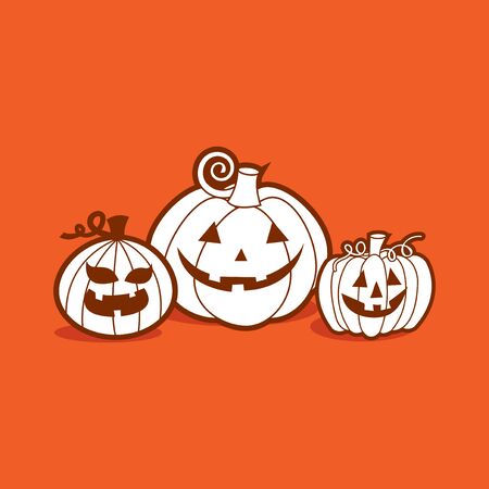 A vector illustration of halloween pumpkins in line art style.のイラスト素材