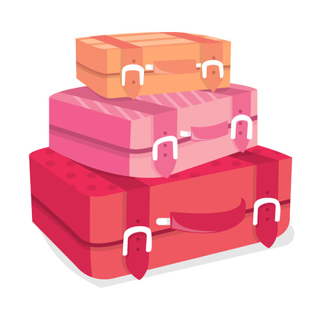 A vector illustration of a stack of girly suitcases.のイラスト素材