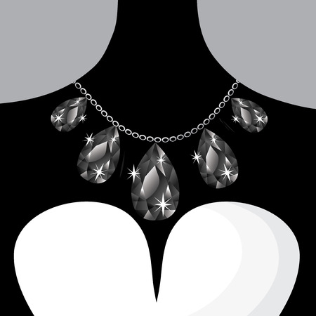 A glamorous diamond necklace on silhouette of a woman's neck vector illustration.のイラスト素材