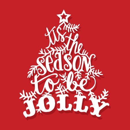 A vector illustration of vintage tis the season to be jolly letteringのイラスト素材