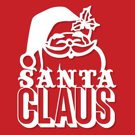 Illustration of  a vintage happy santa claus phrase paper cut.のイラスト素材
