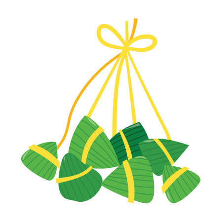 A cartoon vector illustration of a bunch chinese rice dumpling zongzi.のイラスト素材
