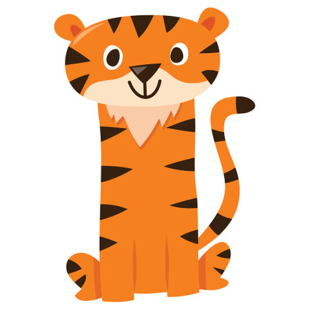 A cartoon vector illustration of cute tiger.のイラスト素材