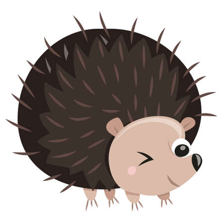 A cartoon vector illustration of a cute hedgehog.のイラスト素材