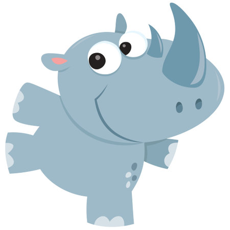 A cartoon vector illustration of a cute rhino.のイラスト素材