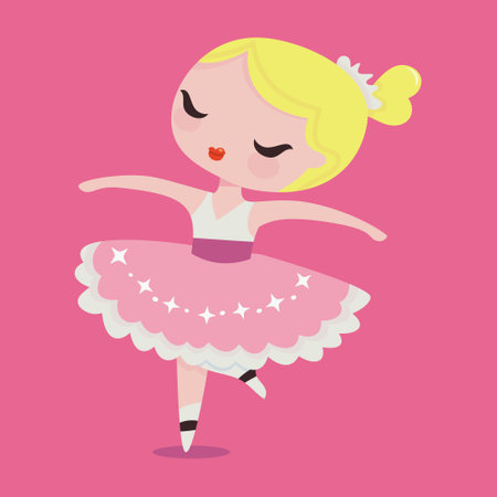 A cartoon vector illustration of a cute cartoon ballerina.のイラスト素材