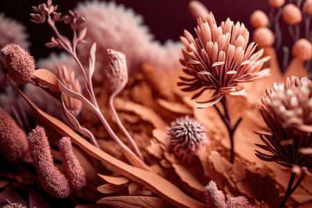 Closeup macro creative background with pink dried flowers.の素材
