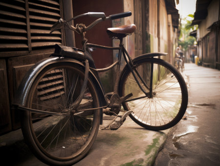 Vintage bicycle in the old town of Hoi An, Vietnamの素材