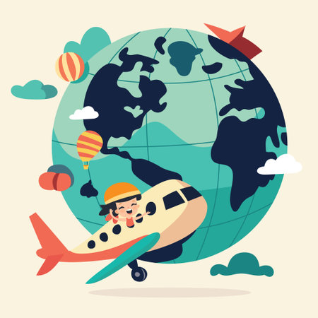 A cartoon vector illustration of travel theme globeのイラスト素材