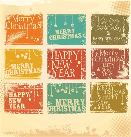 Retro Christmas label setのイラスト素材
