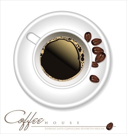 Coffee cup and coffee beans  Vector illustrationのイラスト素材