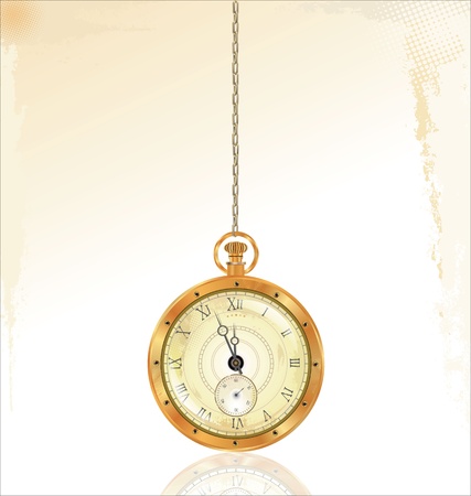 Old pocket watch on golden chainのイラスト素材