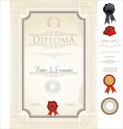 Certificate templateのイラスト素材