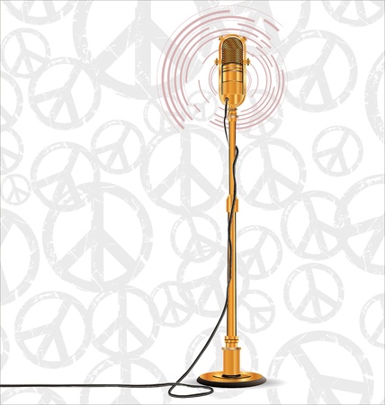 Golden old microphoneのイラスト素材