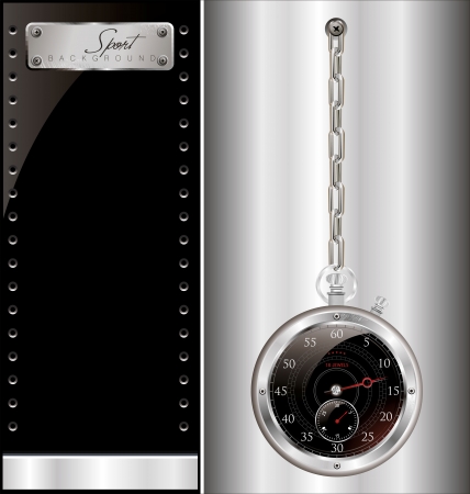 Stopwatch on silver chain, sport backgroundのイラスト素材