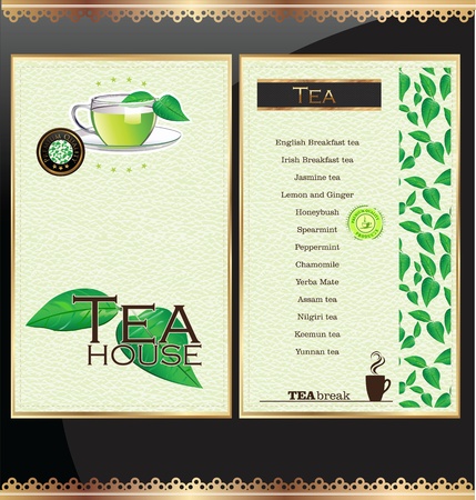 Elegant tea menu cardのイラスト素材