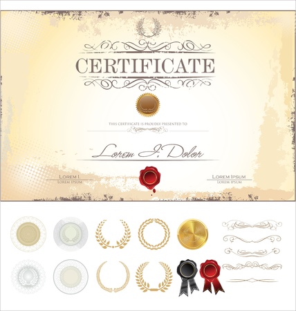 Certificate template with additional design elementsのイラスト素材