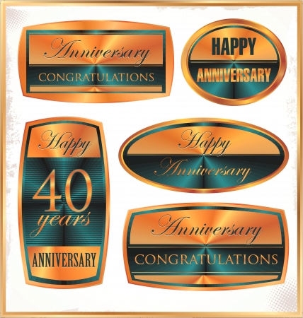 anniversary golden labelsのイラスト素材