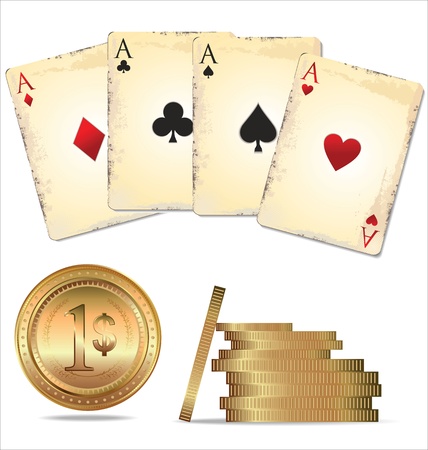 Ace poker with golden poker chipsのイラスト素材