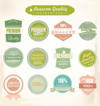 Collection of Premium Quality and Guarantee Labelsのイラスト素材