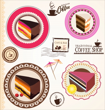 Set of cake cards templateのイラスト素材