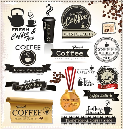Vintage Retro Coffee Badges And Labelsのイラスト素材