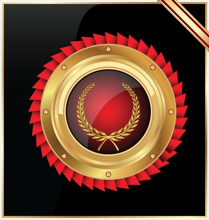Vector round gold and red glossy labelのイラスト素材