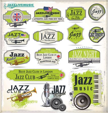 Jazz music badges and labelsのイラスト素材