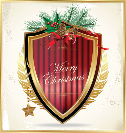 Banner with Christmas golden decoration のイラスト素材