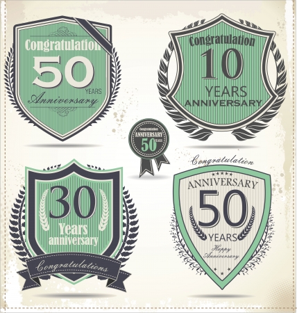 Anniversary sign collection, retro designのイラスト素材