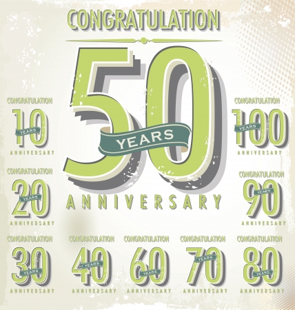 Anniversary sign collection, retro designのイラスト素材