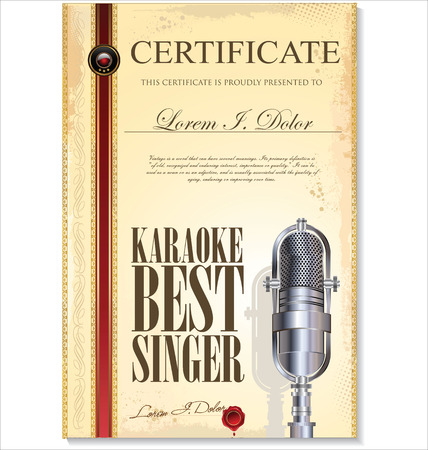 Karaoke certificate template, best singerのイラスト素材