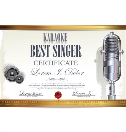 Karaoke certificate template, best singerのイラスト素材