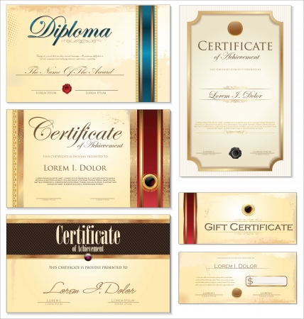Certificate template, setのイラスト素材