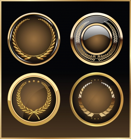 Vector round golden glossy labelsのイラスト素材