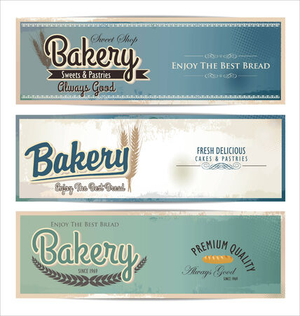 Bakery retro banner, setのイラスト素材