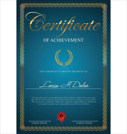 Blue certificate template のイラスト素材