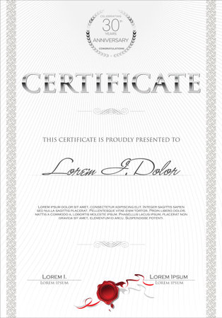Silver certificate of achievement template, vector illustrationのイラスト素材