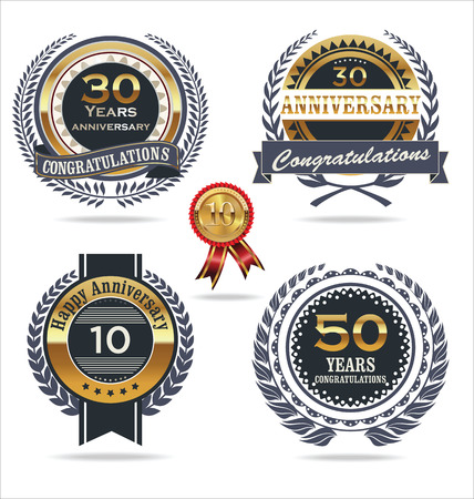 Anniversary sign collection, retro designのイラスト素材