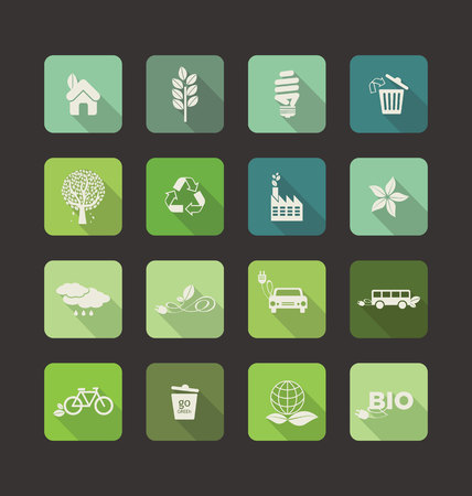 Ecology vector flat icons setのイラスト素材
