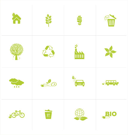 Ecology vector flat icons setのイラスト素材