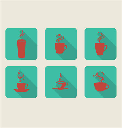 Coffee flat iconsのイラスト素材