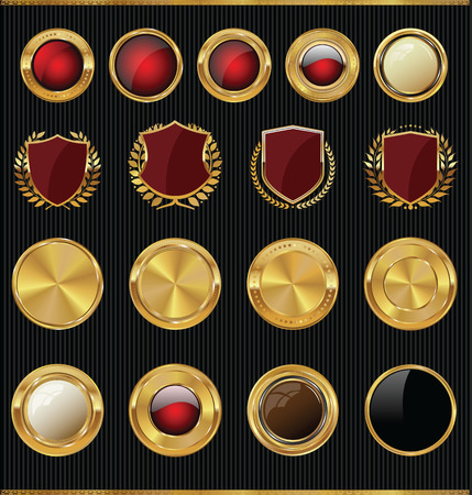 Shields, golden labels and larel wreaths collectionのイラスト素材