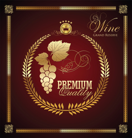 Golden wine label collectionのイラスト素材