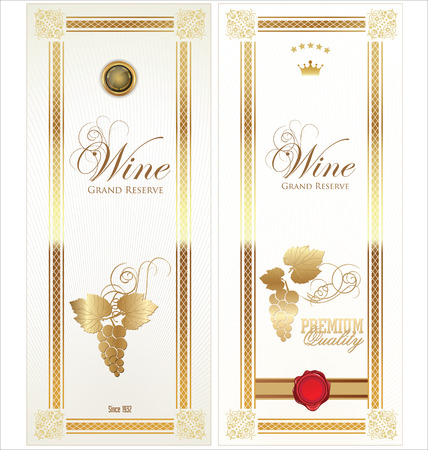Golden wine label collectionのイラスト素材
