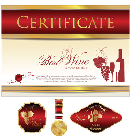 Certificate, labels and medal - Best Wineのイラスト素材